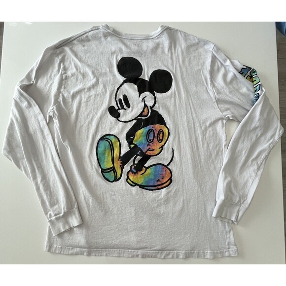Disney Tops - Disney Mickey Mouse Tie Dye Watercolor 2 Sided T Shirt Long Sleeve Tee Adult XXL